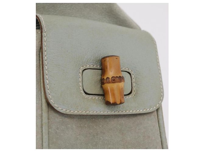 Zaino GUCCI Bamboo in pelle azzurro e oro 003 2058 0016 Auth 206231 D'oro Blu chiaro - vista 20