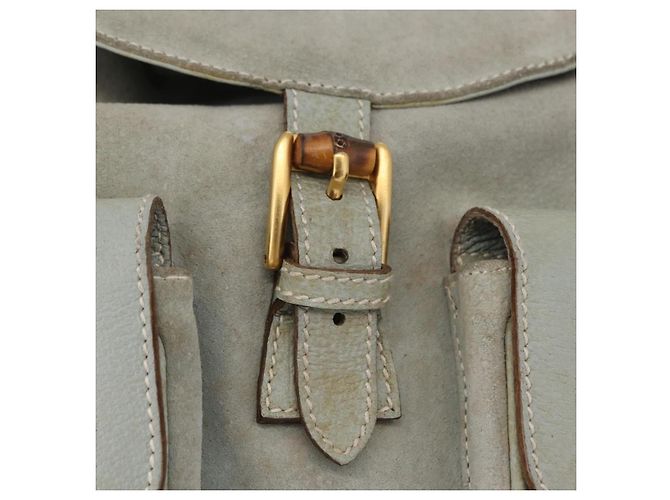 Zaino GUCCI Bamboo in pelle azzurro e oro 003 2058 0016 Auth 206231 D'oro Blu chiaro - vista 21