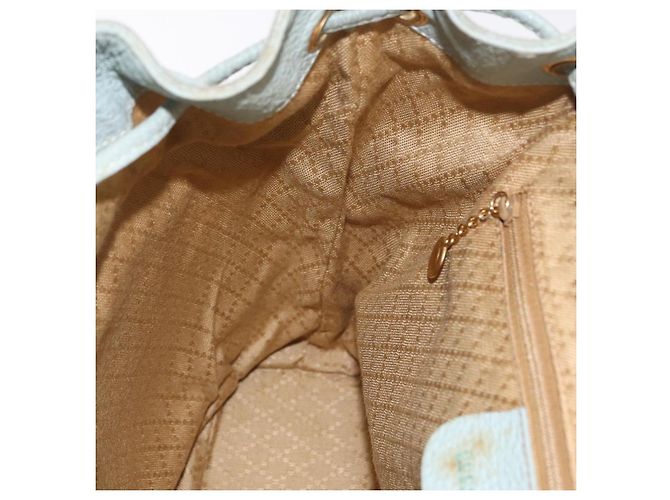 Zaino GUCCI Bamboo in pelle azzurro e oro 003 2058 0016 Auth 206231 D'oro Blu chiaro - vista 27