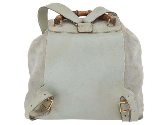 Zaino GUCCI Bamboo in pelle azzurro e oro 003 2058 0016 Auth 206231 D'oro Blu chiaro - vista 3