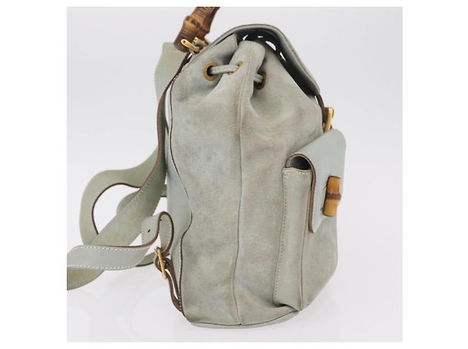 Zaino GUCCI Bamboo in pelle azzurro e oro 003 2058 0016 Auth 206231 D'oro Blu chiaro - vista 6