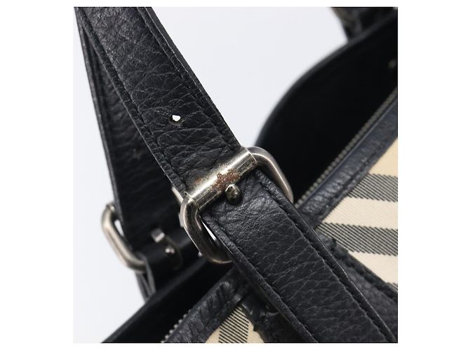 Bolso Tote BURBERRY Nova Check Canvas Beige Silver Auth 208838V Plata - vista 14