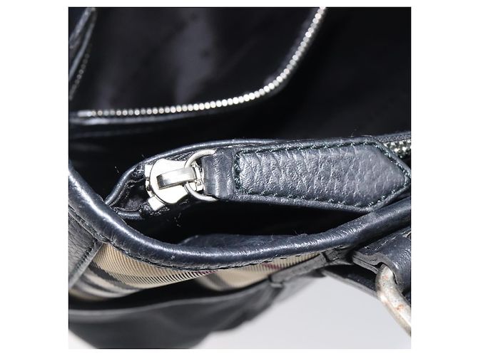 Bolso Tote BURBERRY Nova Check Canvas Beige Silver Auth 208838V Plata - vista 22
