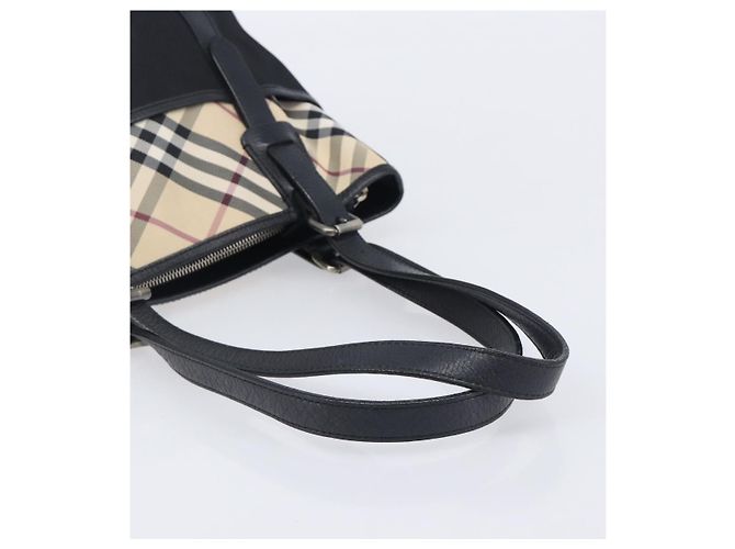 Bolso Tote BURBERRY Nova Check Canvas Beige Silver Auth 208838V Plata - vista 7