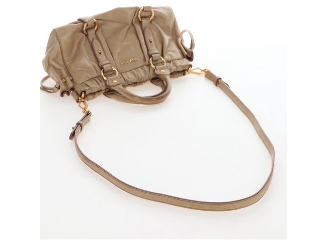 Borsa a mano Miu Miu in pelle 2way Beige Gold Auth 167776M D'oro - vista 11
