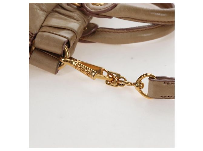 Borsa a mano Miu Miu in pelle 2way Beige Gold Auth 167776M D'oro - vista 14