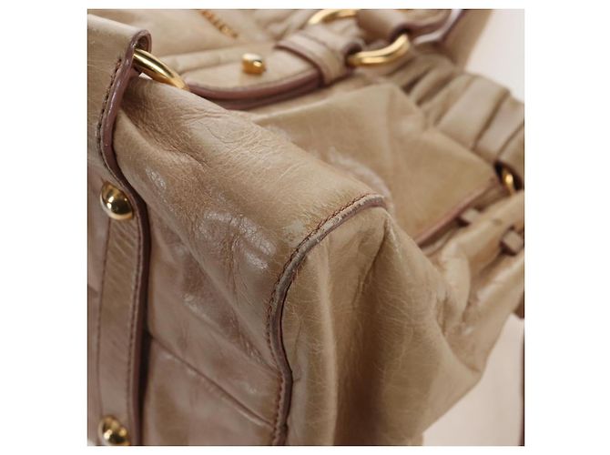 Borsa a mano Miu Miu in pelle 2way Beige Gold Auth 167776M D'oro - vista 18