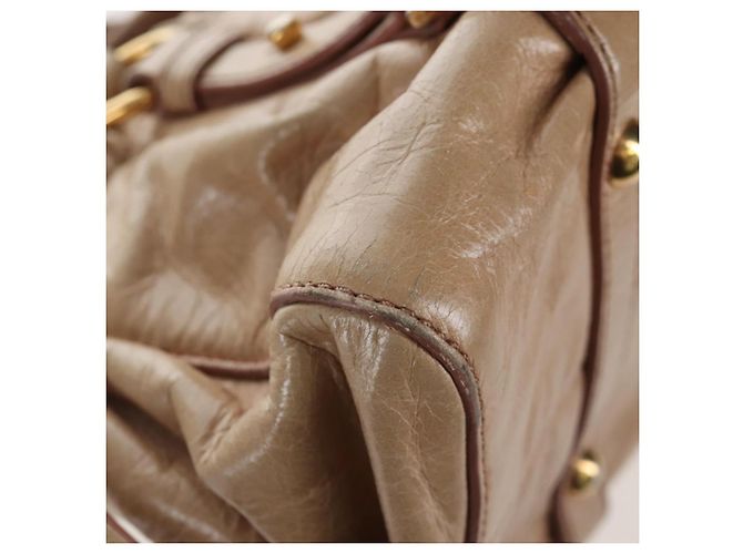 Borsa a mano Miu Miu in pelle 2way Beige Gold Auth 167776M D'oro - vista 19