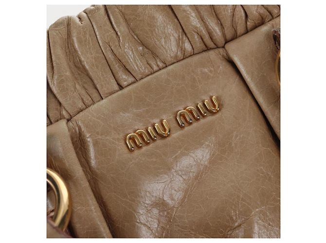 Borsa a mano Miu Miu in pelle 2way Beige Gold Auth 167776M D'oro - vista 21