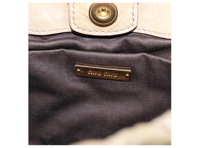 Borsa a mano Miu Miu in pelle 2way Beige Gold Auth 167776M D'oro - vista 22