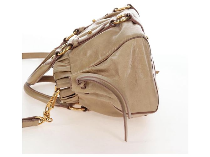Borsa a mano Miu Miu in pelle 2way Beige Gold Auth 167776M D'oro - vista 4