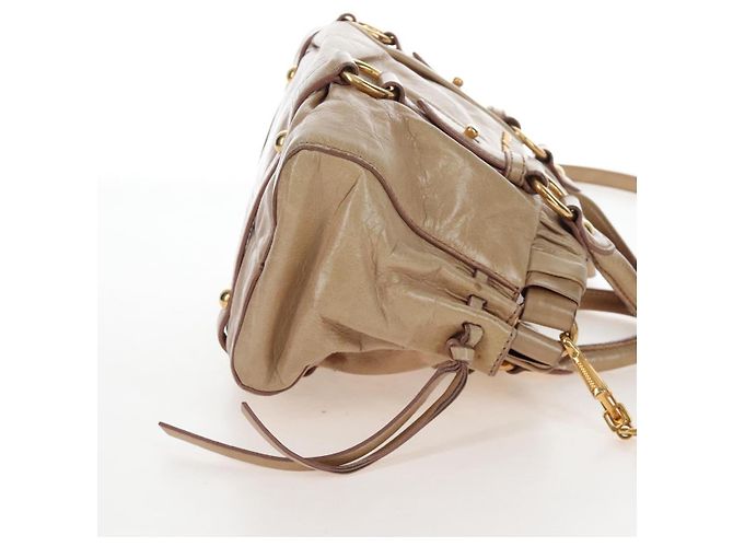 Borsa a mano Miu Miu in pelle 2way Beige Gold Auth 167776M D'oro - vista 5