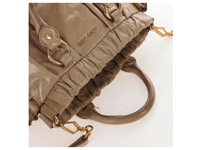 Borsa a mano Miu Miu in pelle 2way Beige Gold Auth 167776M D'oro - vista 7