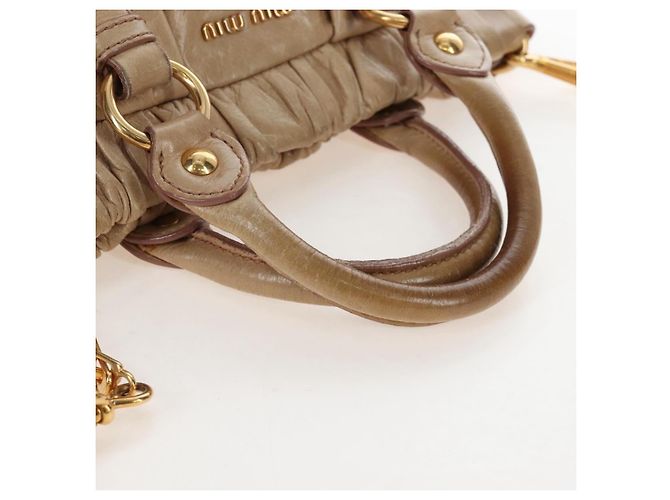 Borsa a mano Miu Miu in pelle 2way Beige Gold Auth 167776M D'oro - vista 8