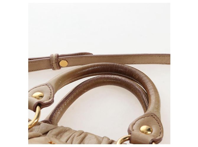 Borsa a mano Miu Miu in pelle 2way Beige Gold Auth 167776M D'oro - vista 9