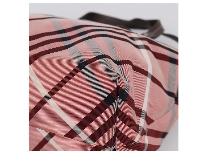 Bolso Tote BURBERRY Nova Check Blue Label Canvas Rojo Plata Auth ka6619 Roja - vista 10