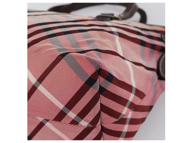 Bolso Tote BURBERRY Nova Check Blue Label Canvas Rojo Plata Auth ka6619 Roja - vista 12