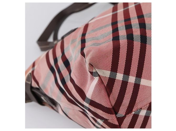 Bolso Tote BURBERRY Nova Check Blue Label Canvas Rojo Plata Auth ka6619 Roja - vista 13