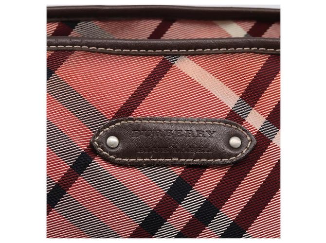 Bolso Tote BURBERRY Nova Check Blue Label Canvas Rojo Plata Auth ka6619 Roja - vista 15