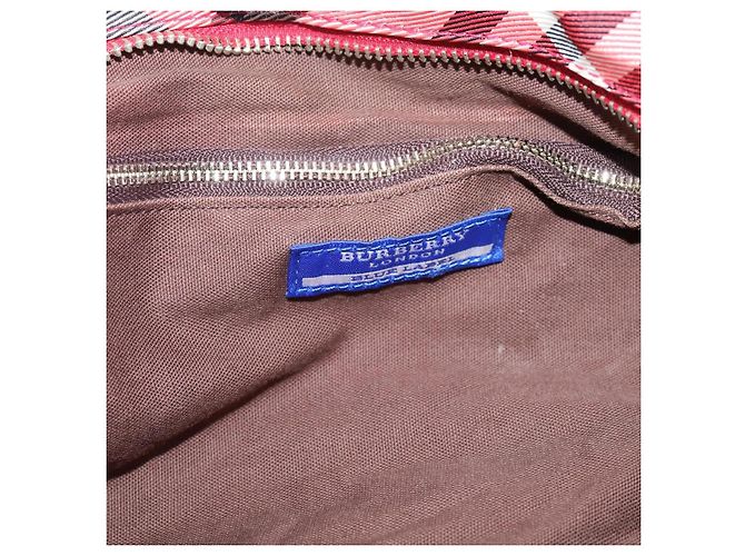 Bolso Tote BURBERRY Nova Check Blue Label Canvas Rojo Plata Auth ka6619 Roja - vista 16