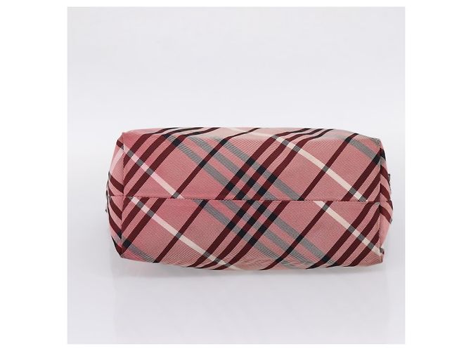 Bolso Tote BURBERRY Nova Check Blue Label Canvas Rojo Plata Auth ka6619 Roja - vista 9