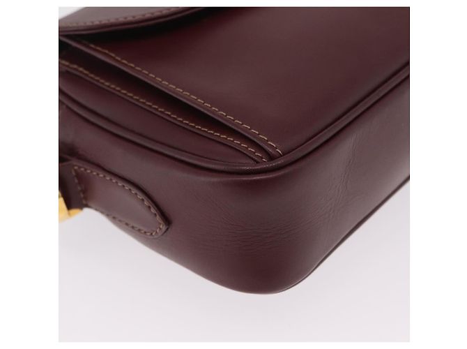 Borsa a tracolla Cartier Must Line in pelle Bordeaux tono oro Auth 208085A - vista 10