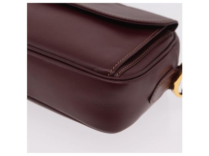 Borsa a tracolla Cartier Must Line in pelle Bordeaux tono oro Auth 208085A - vista 11