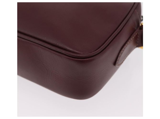 Borsa a tracolla Cartier Must Line in pelle Bordeaux tono oro Auth 208085A - vista 13
