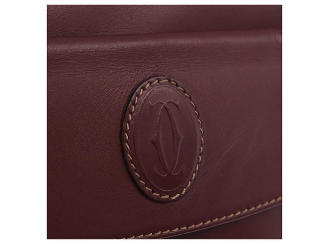 Borsa a tracolla Cartier Must Line in pelle Bordeaux tono oro Auth 208085A - vista 17
