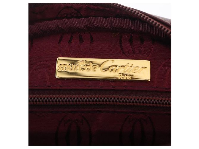 Borsa a tracolla Cartier Must Line in pelle Bordeaux tono oro Auth 208085A - vista 18