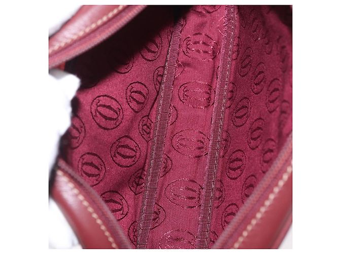 Borsa a tracolla Cartier Must Line in pelle Bordeaux tono oro Auth 208085A - vista 19