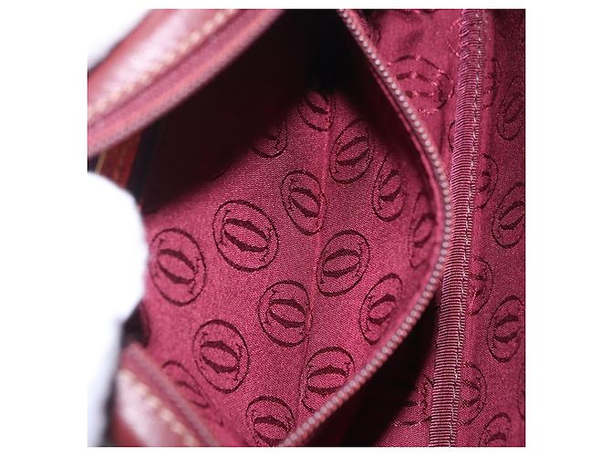 Borsa a tracolla Cartier Must Line in pelle Bordeaux tono oro Auth 208085A - vista 23