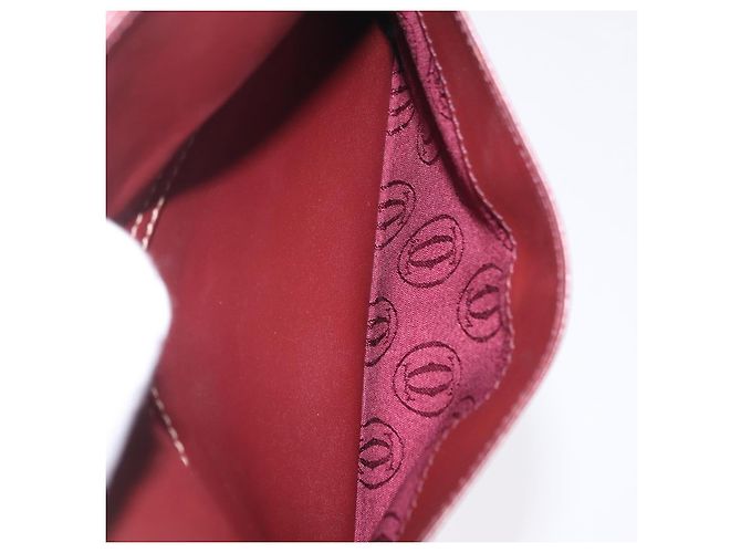 Borsa a tracolla Cartier Must Line in pelle Bordeaux tono oro Auth 208085A - vista 25