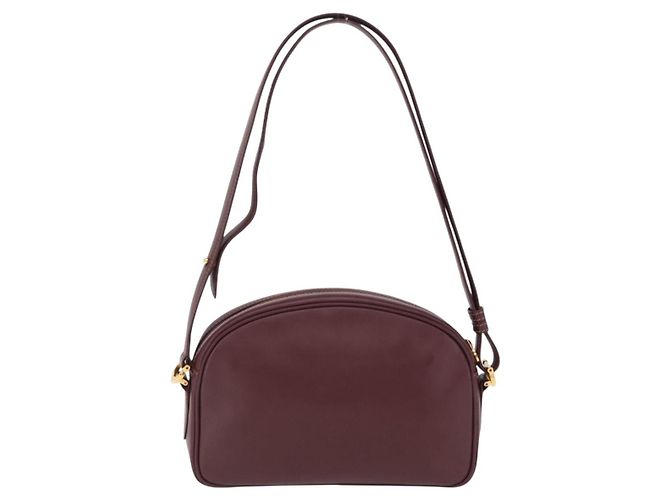 Borsa a tracolla Cartier Must Line in pelle Bordeaux tono oro Auth 208085A - vista 3