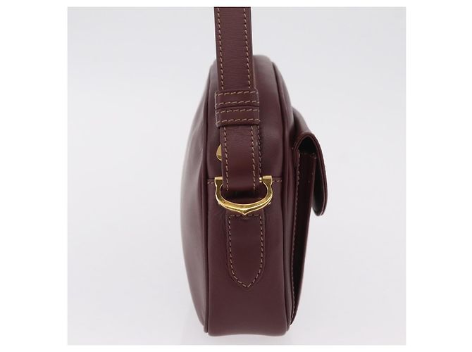 Borsa a tracolla Cartier Must Line in pelle Bordeaux tono oro Auth 208085A - vista 5