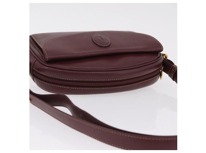 Borsa a tracolla Cartier Must Line in pelle Bordeaux tono oro Auth 208085A - vista 6