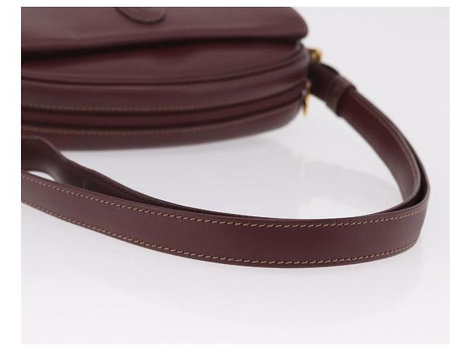 Borsa a tracolla Cartier Must Line in pelle Bordeaux tono oro Auth 208085A - vista 7