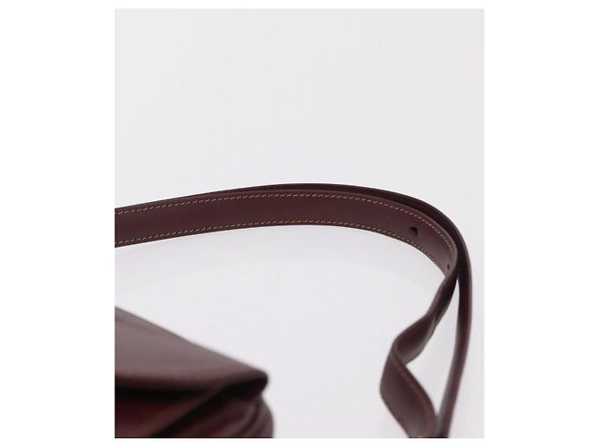 Borsa a tracolla Cartier Must Line in pelle Bordeaux tono oro Auth 208085A - vista 8