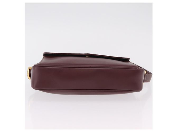Borsa a tracolla Cartier Must Line in pelle Bordeaux tono oro Auth 208085A - vista 9