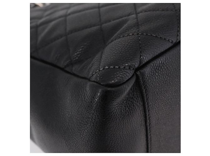 CHANEL Matelasse Chain Tote Bag aus Caviar-Leder Schwarz Silber CC Auth BA15924SAM - Ansicht 11