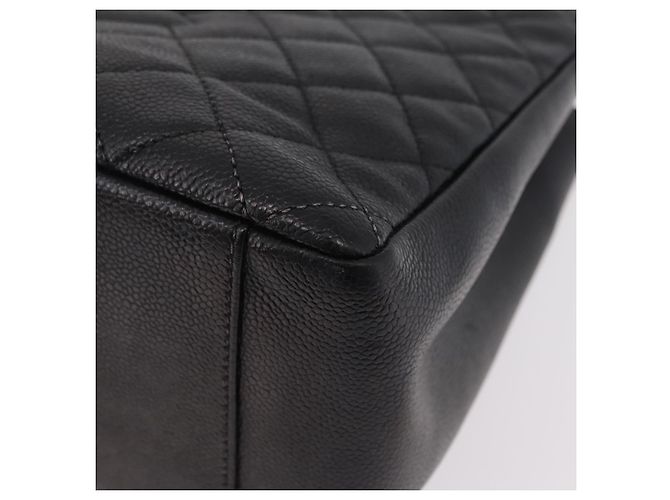 CHANEL Matelasse Chain Tote Bag aus Caviar-Leder Schwarz Silber CC Auth BA15924SAM - Ansicht 12