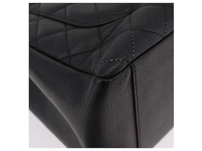 CHANEL Matelasse Chain Tote Bag aus Caviar-Leder Schwarz Silber CC Auth BA15924SAM - Ansicht 13