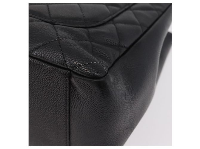 CHANEL Matelasse Chain Tote Bag aus Caviar-Leder Schwarz Silber CC Auth BA15924SAM - Ansicht 14