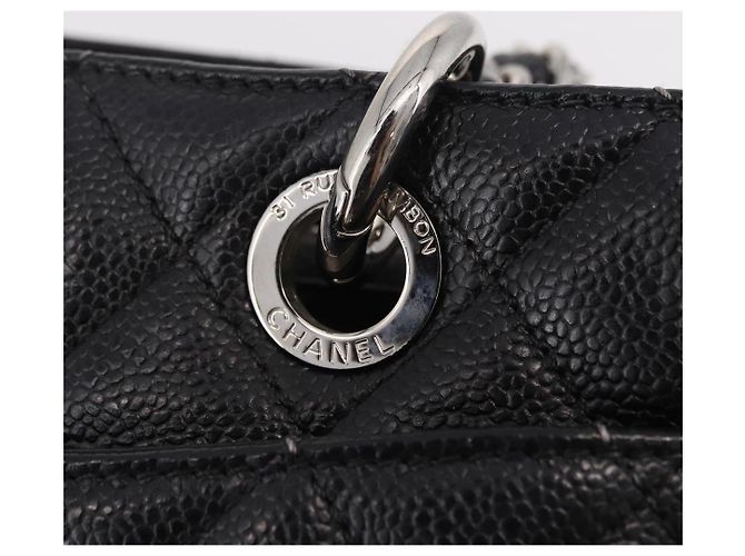 CHANEL Matelasse Chain Tote Bag aus Caviar-Leder Schwarz Silber CC Auth BA15924SAM - Ansicht 15