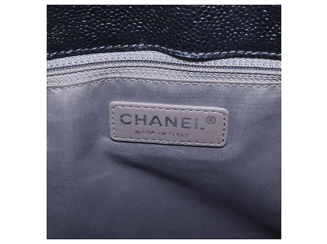 CHANEL Matelasse Chain Tote Bag aus Caviar-Leder Schwarz Silber CC Auth BA15924SAM - Ansicht 16