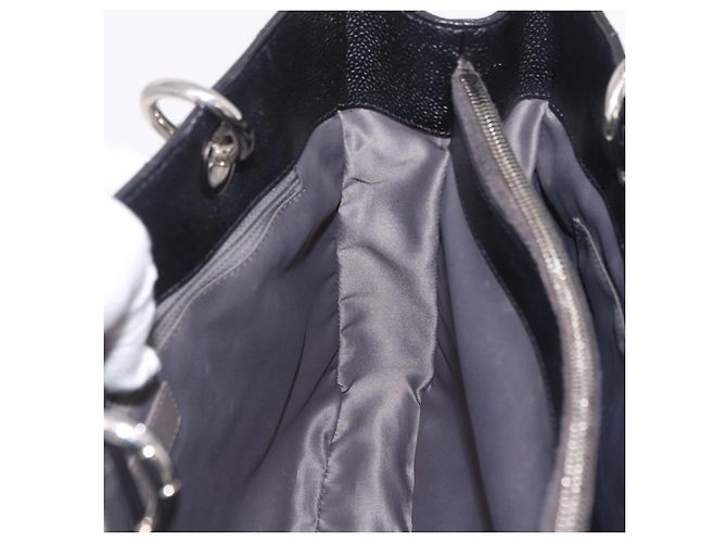 CHANEL Matelasse Chain Tote Bag aus Caviar-Leder Schwarz Silber CC Auth BA15924SAM - Ansicht 18