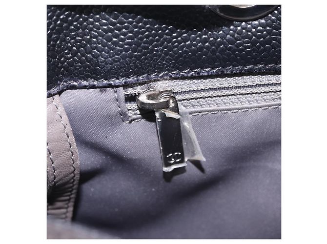 CHANEL Matelasse Chain Tote Bag aus Caviar-Leder Schwarz Silber CC Auth BA15924SAM - Ansicht 23