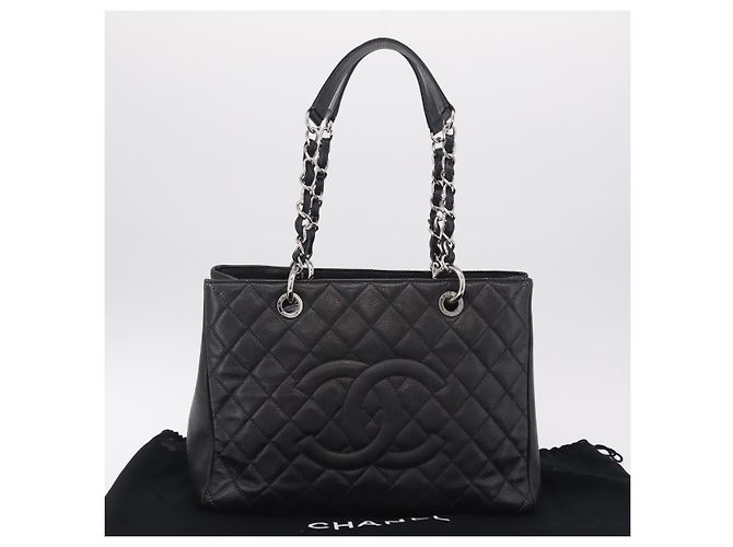 CHANEL Matelasse Chain Tote Bag aus Caviar-Leder Schwarz Silber CC Auth BA15924SAM - Ansicht 29