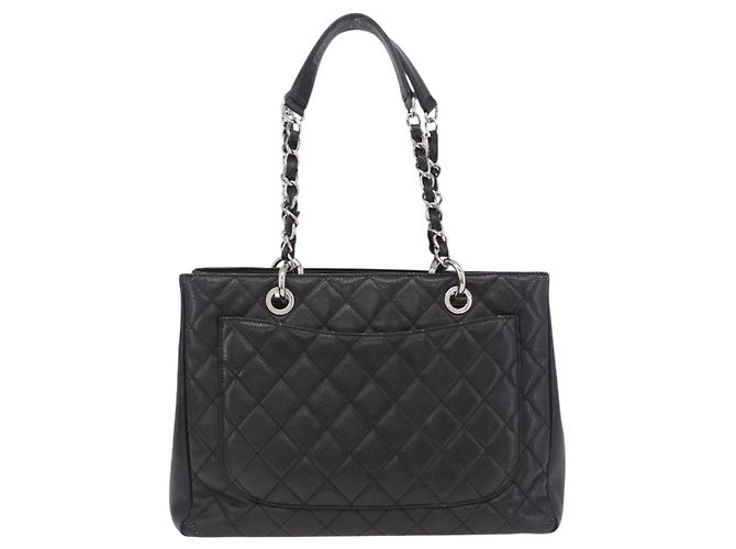 CHANEL Matelasse Chain Tote Bag aus Caviar-Leder Schwarz Silber CC Auth BA15924SAM - Ansicht 3