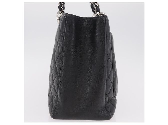 CHANEL Matelasse Chain Tote Bag aus Caviar-Leder Schwarz Silber CC Auth BA15924SAM - Ansicht 4